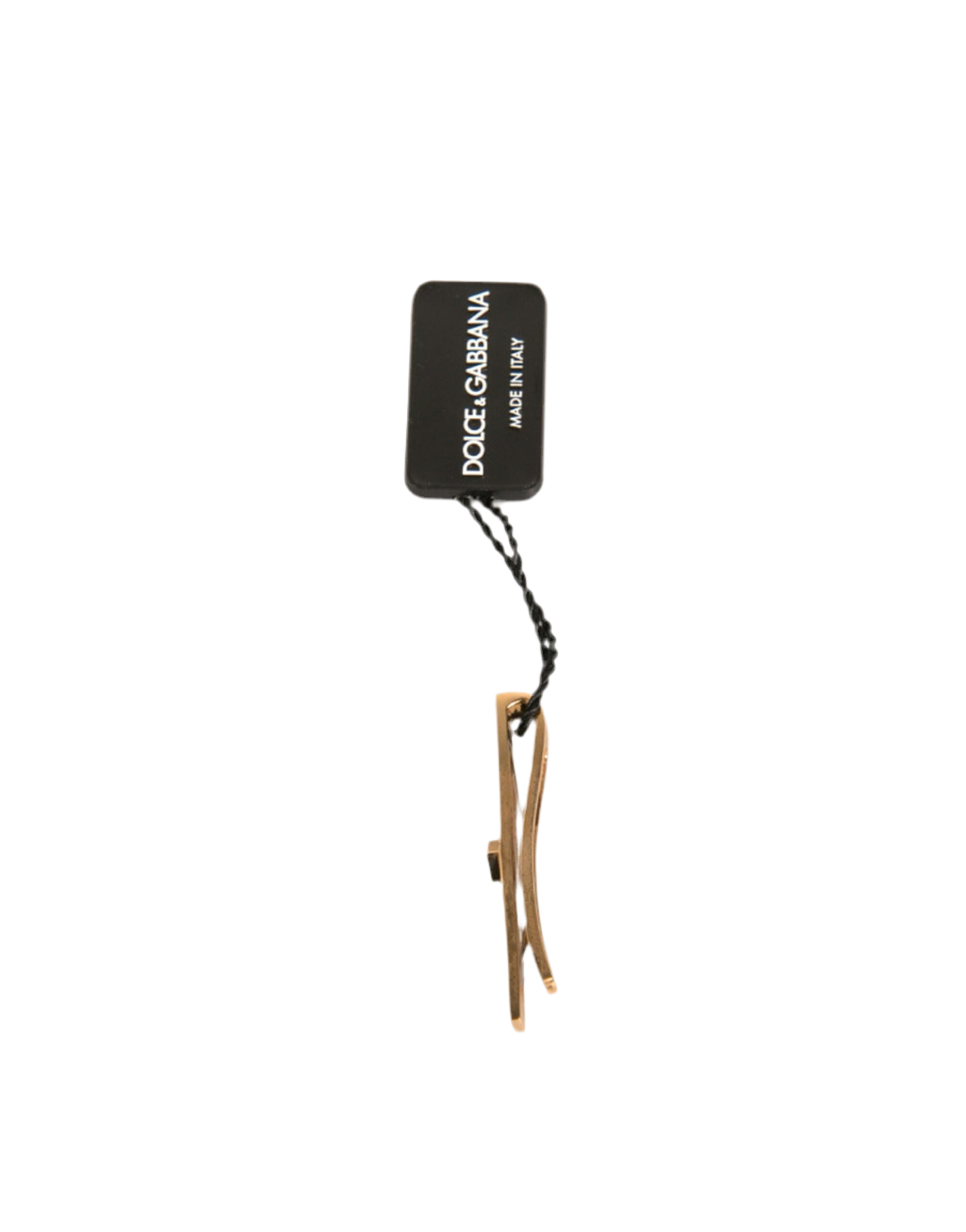 Dolce & Gabbana Gold Tone Brass Crystal Branded Tie Clip Bar