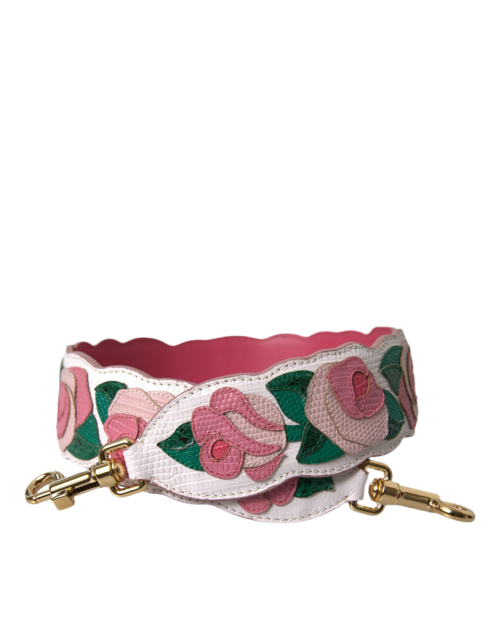 Dolce & Gabbana White Floral Leather Accessory Shoulder Strap