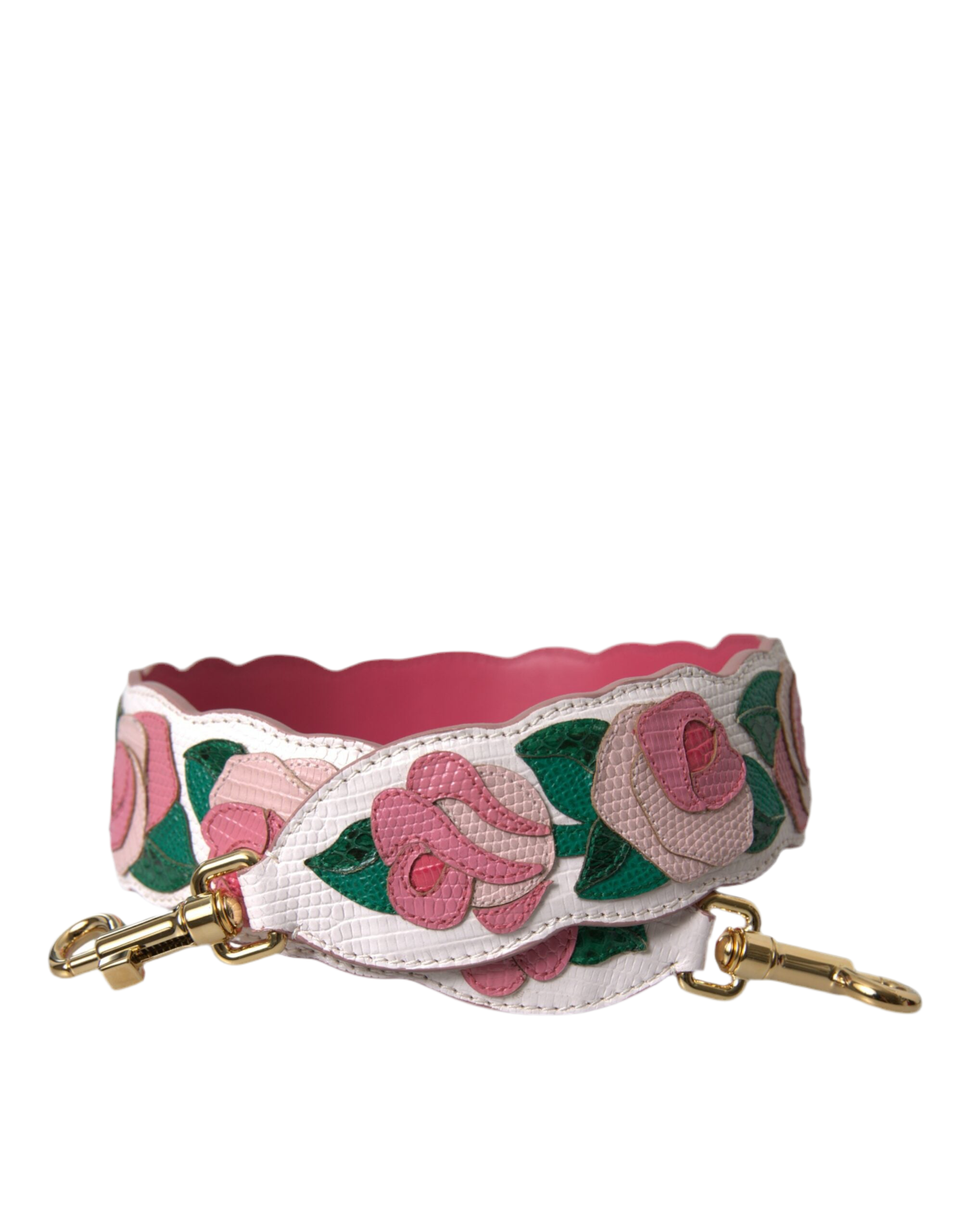 Dolce & Gabbana White Floral Leather Accessory Shoulder Strap