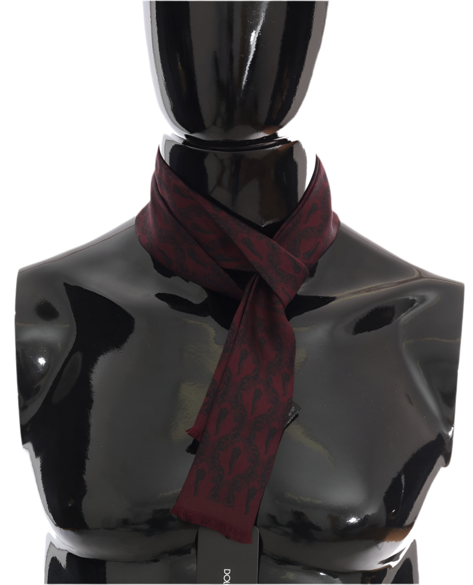 Dolce & Gabbana Bordeaux Silk Crown Chili Scarf