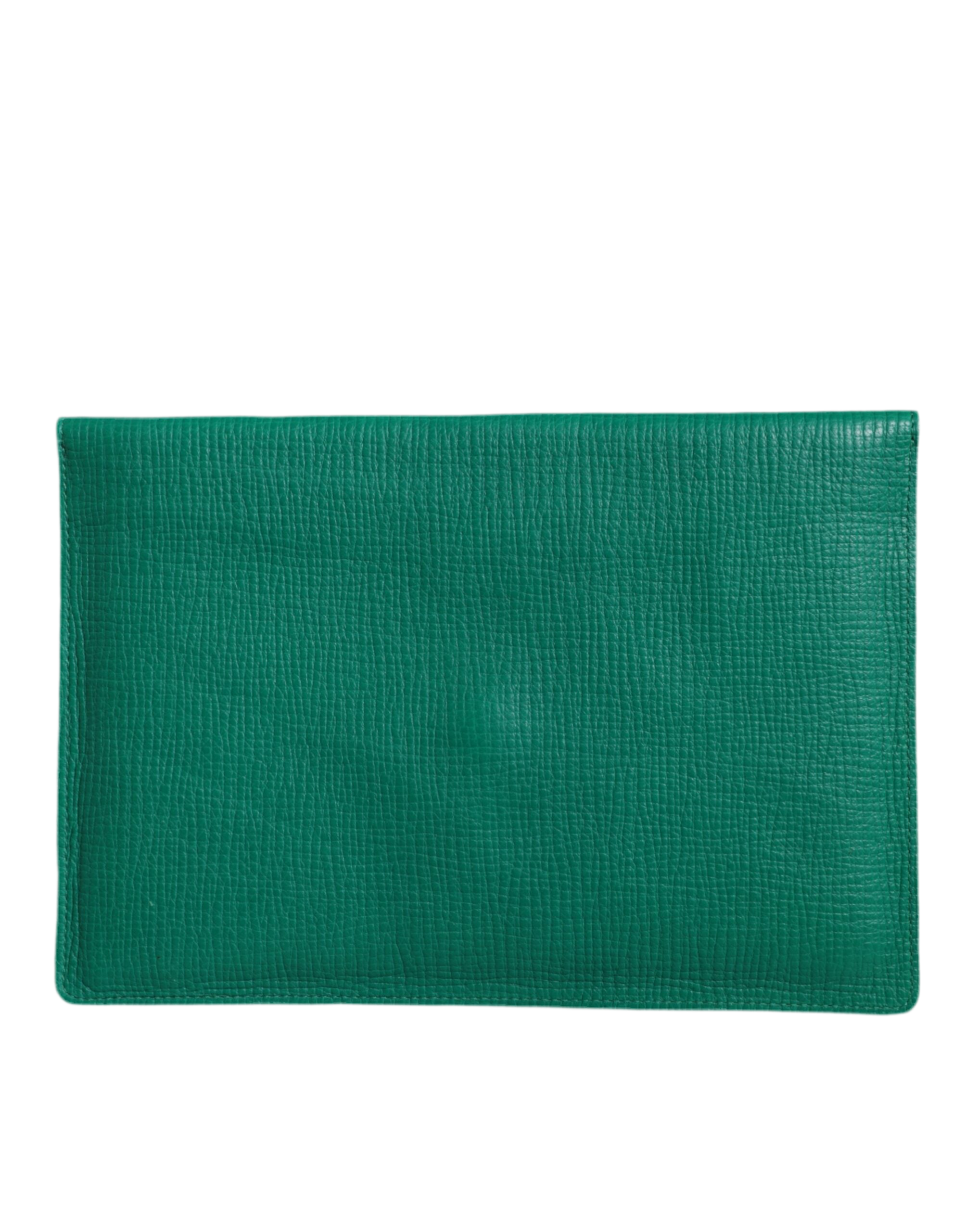 Dolce & Gabbana Green Leather Handbag Clutch Mini Purse Pouch Tablet Case