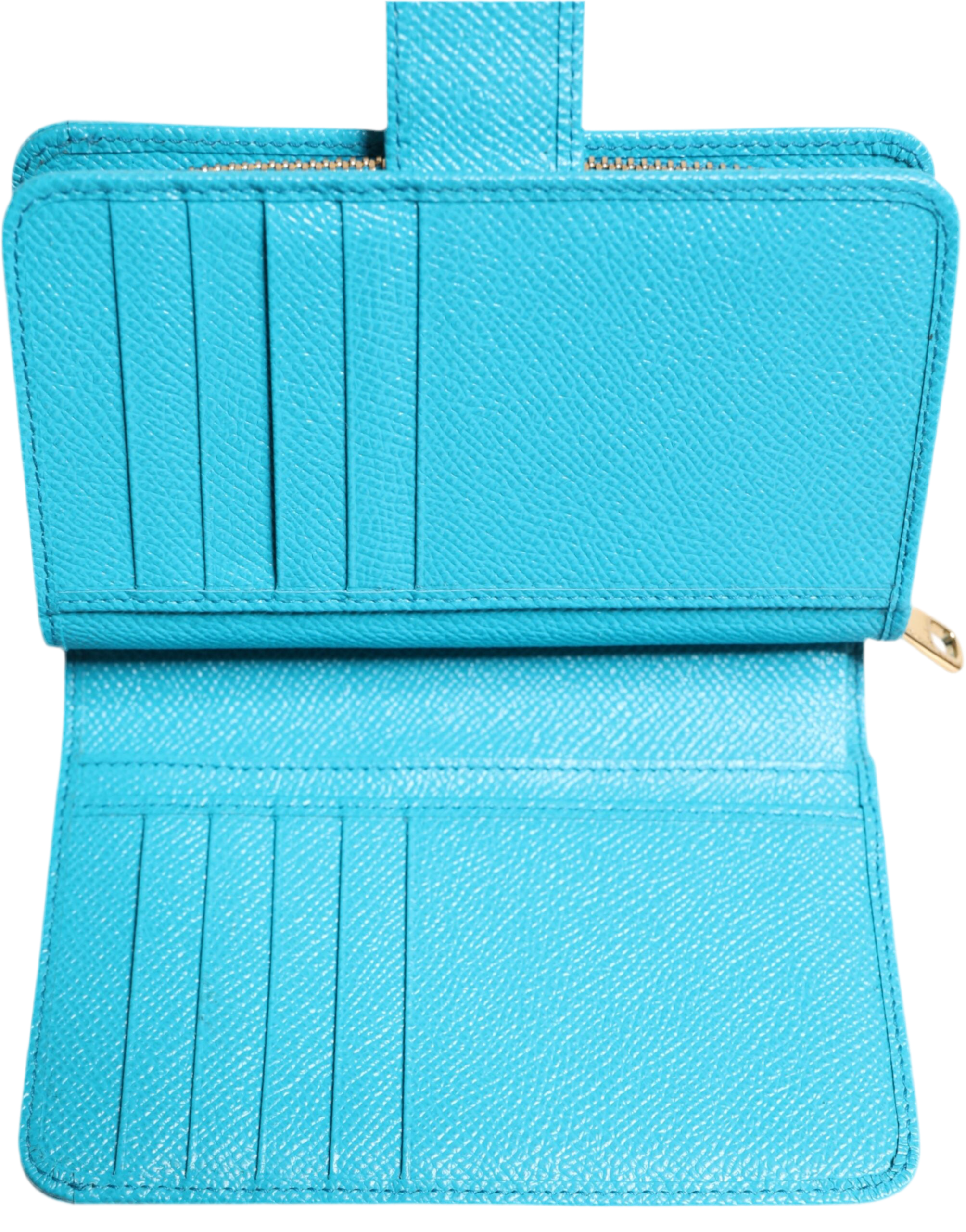 Dolce & Gabbana Light Blue Leather Bifold Continental Clutch Wallet