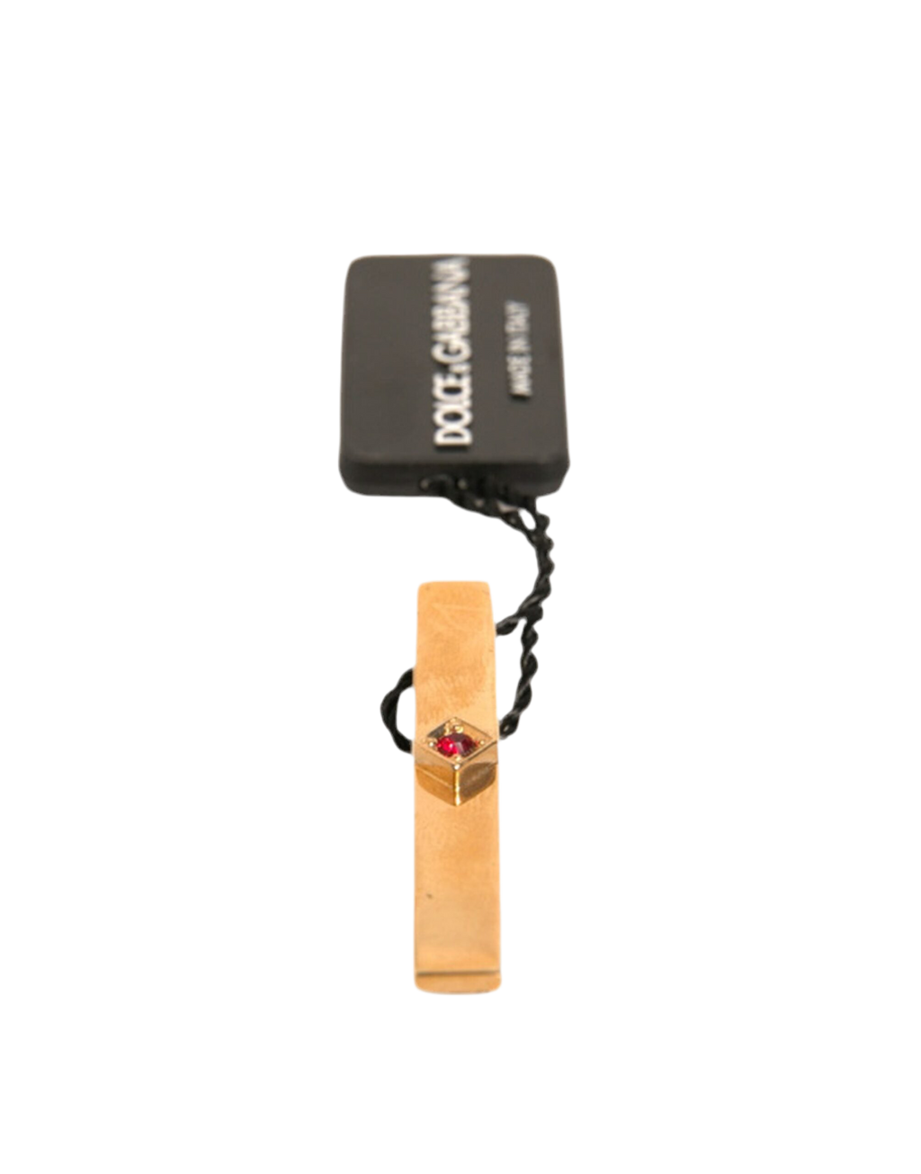 Dolce & Gabbana Gold Tone Brass Crystal Branded Tie Clip Bar
