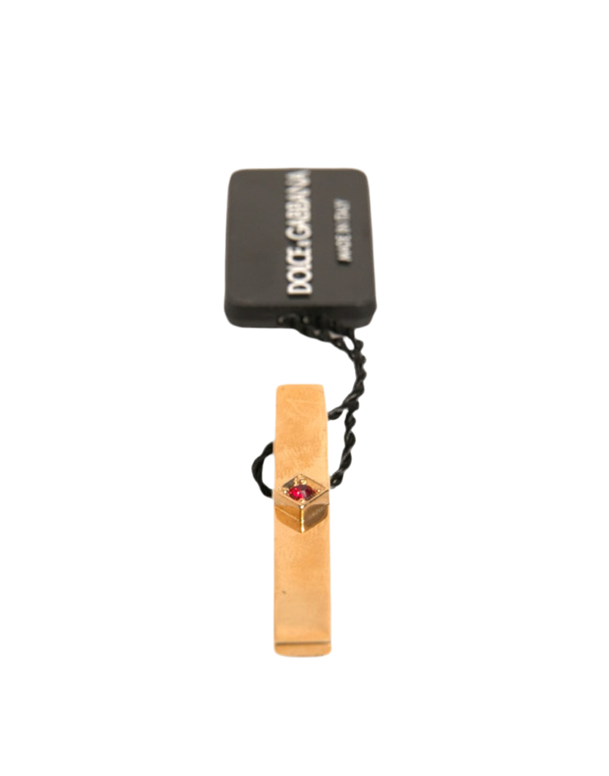 Dolce & Gabbana Gold Tone Brass Crystal Branded Tie Clip Bar