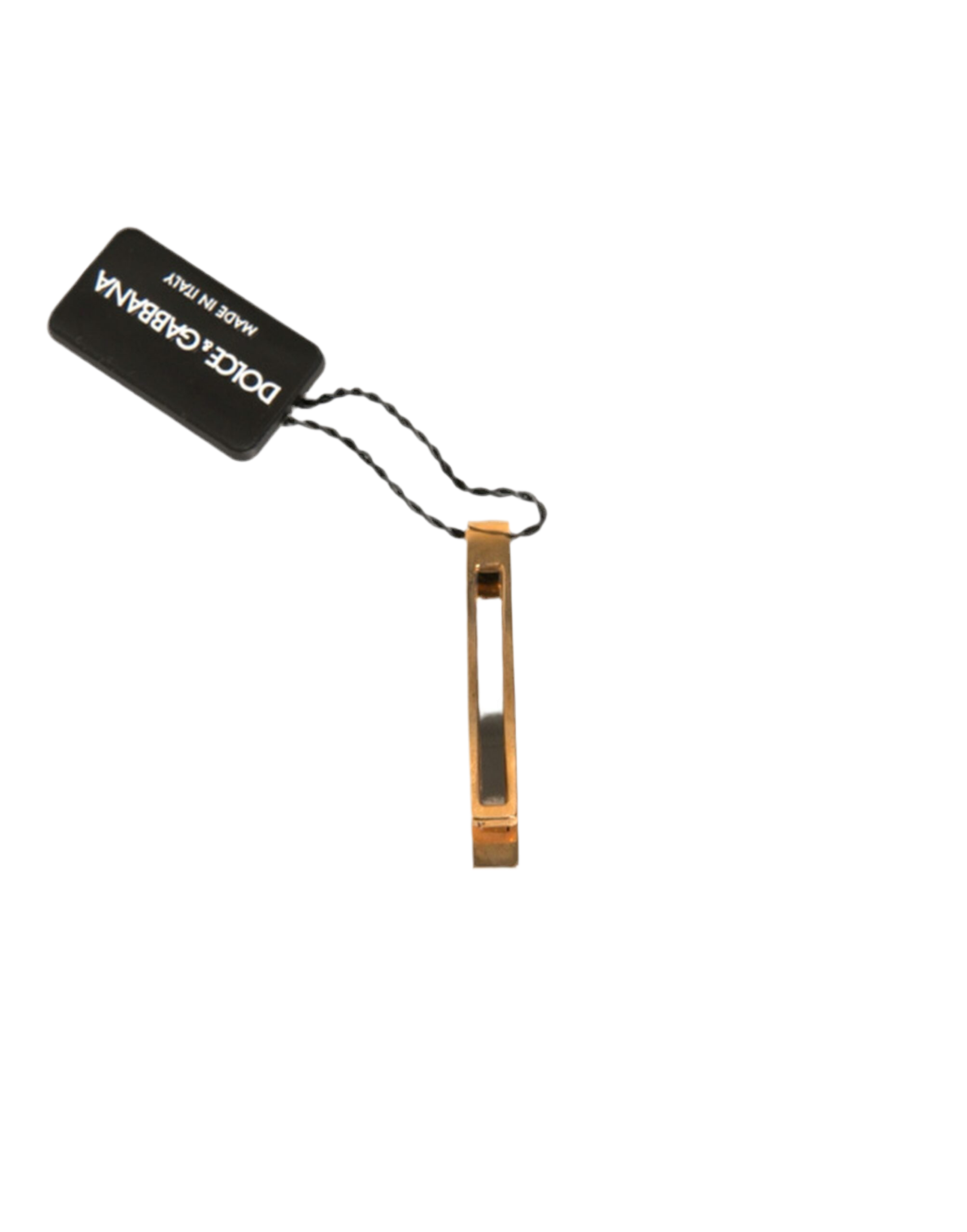 Dolce & Gabbana Gold Tone Brass Crystal Branded Tie Clip Bar