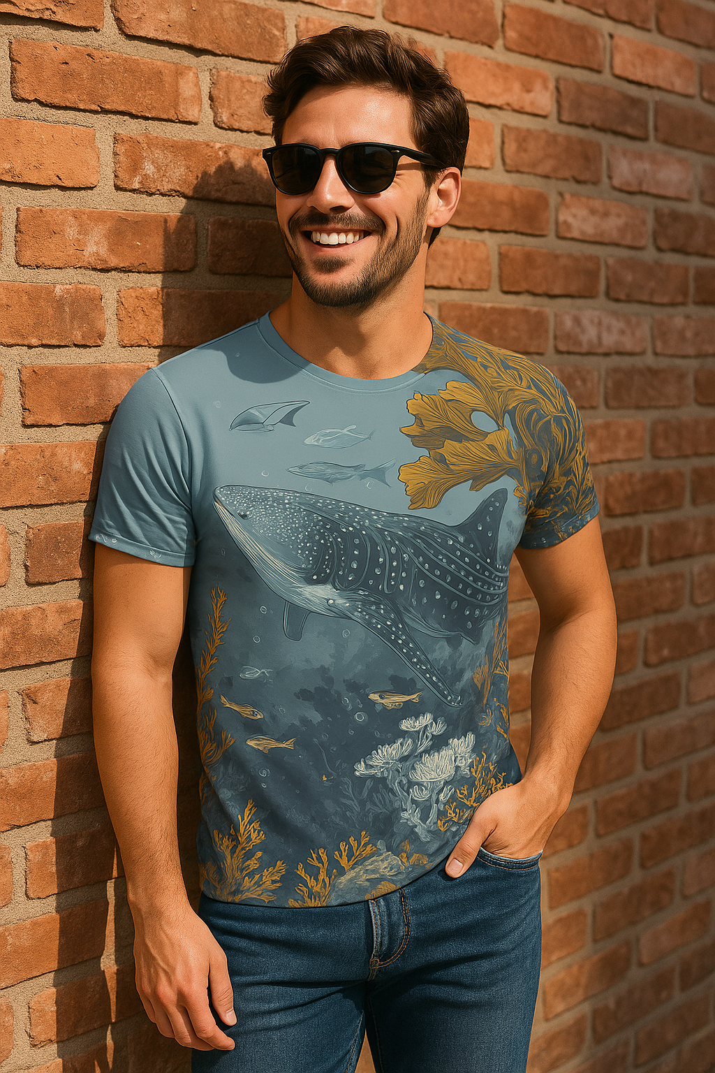 Männer T-Shirt "Whale Garden" - Opal Depths No. 14
