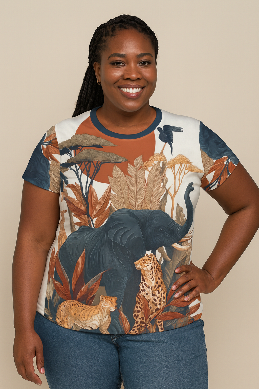 Plus Size Damen T-shirt "Savannah Royal" - Wilderness Whisper No. 07