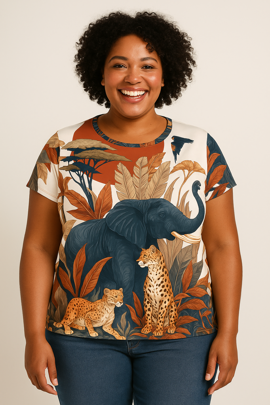 Plus Size Damen T-shirt "Savannah Royal" - Wilderness Whisper No. 07