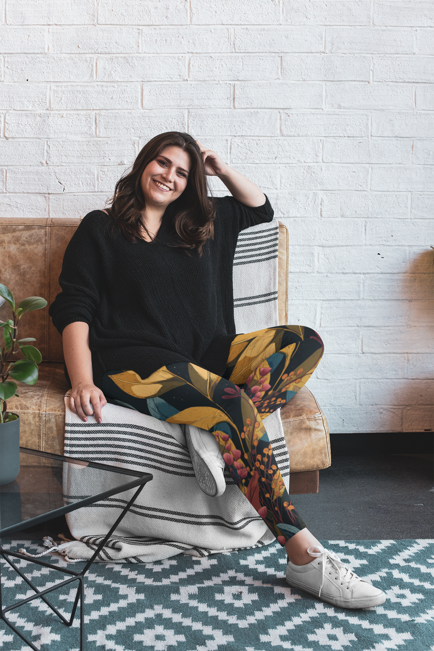 Plus Size Leggings "Starlit Grove" - Cosmic Botanicals No. 64